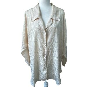 Vintage Victorias Secret Gold Label Jacquard Satin Sleep Shirt Gown M/L